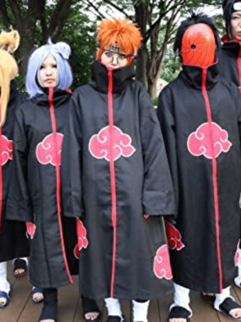 Black Cloak with Red Cloud Appliqués